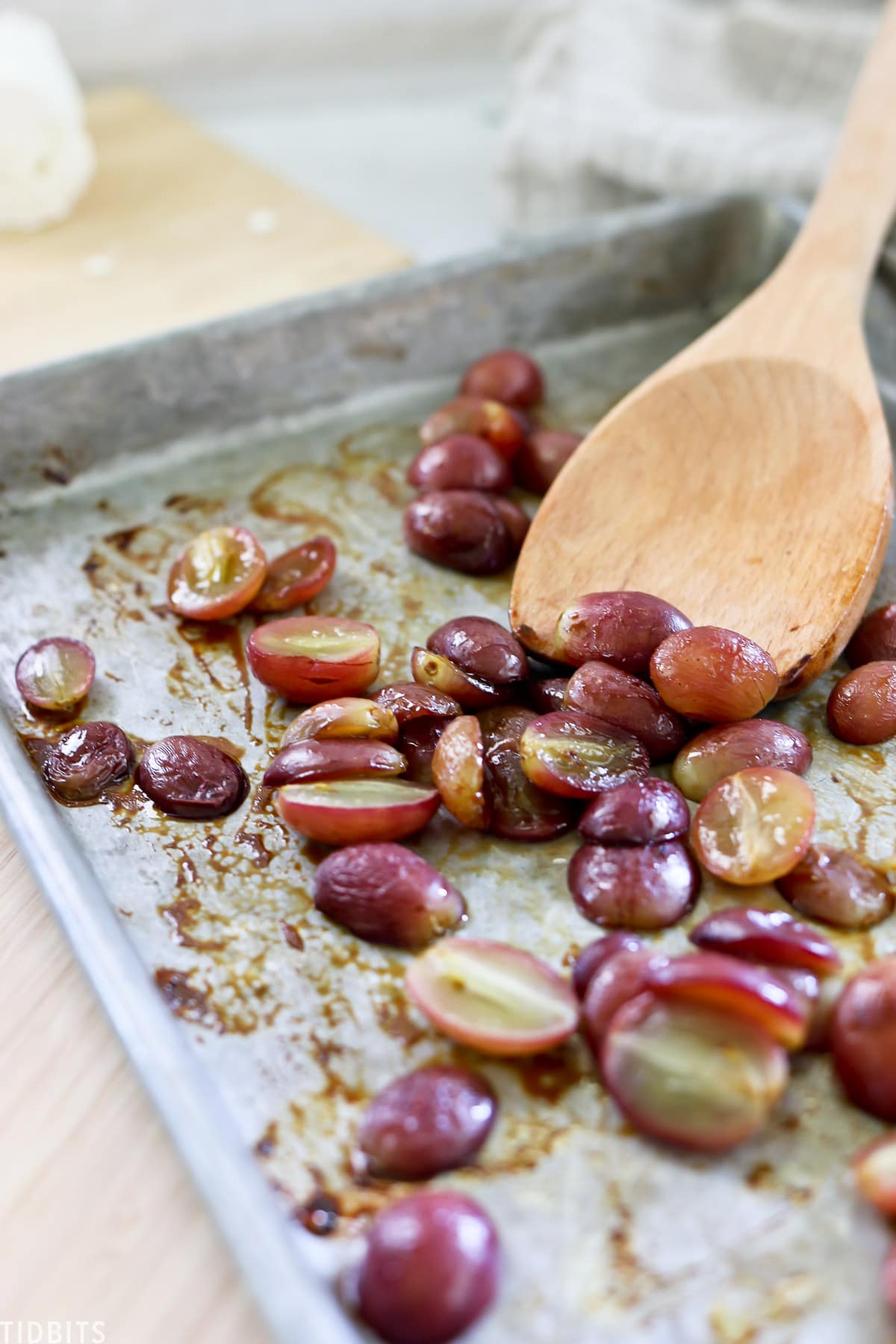How to roast grapes for appetizer recipes.