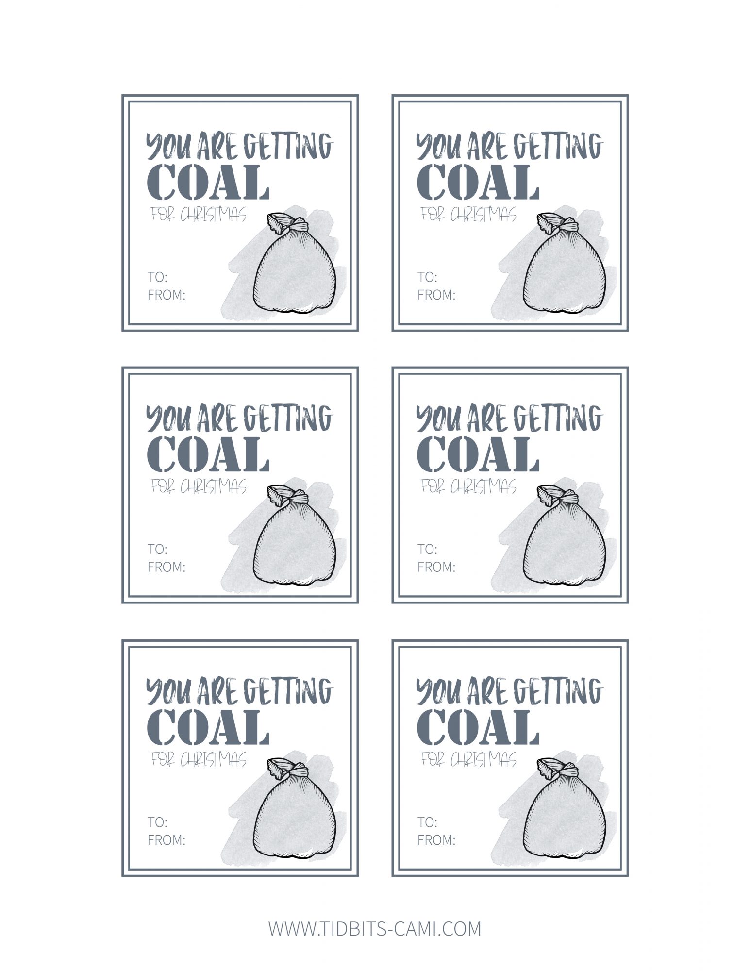 you are getting coal for christmas printable gift tags