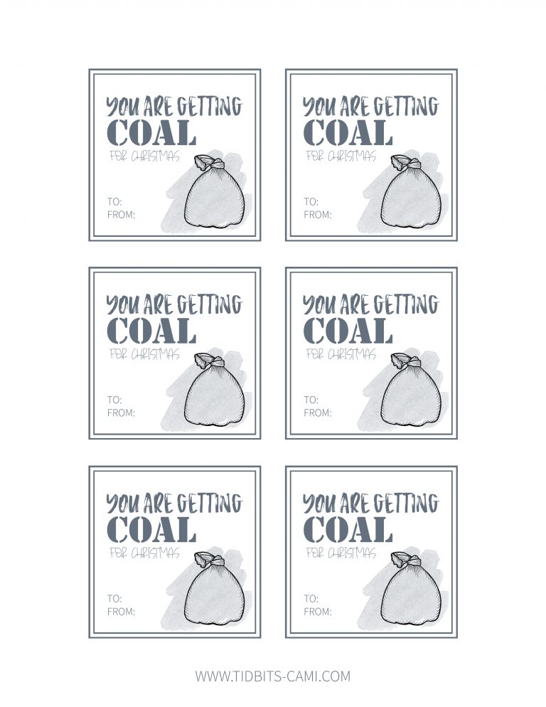 "Coal for Christmas" FREE Printable Gift Tag - Tidbits