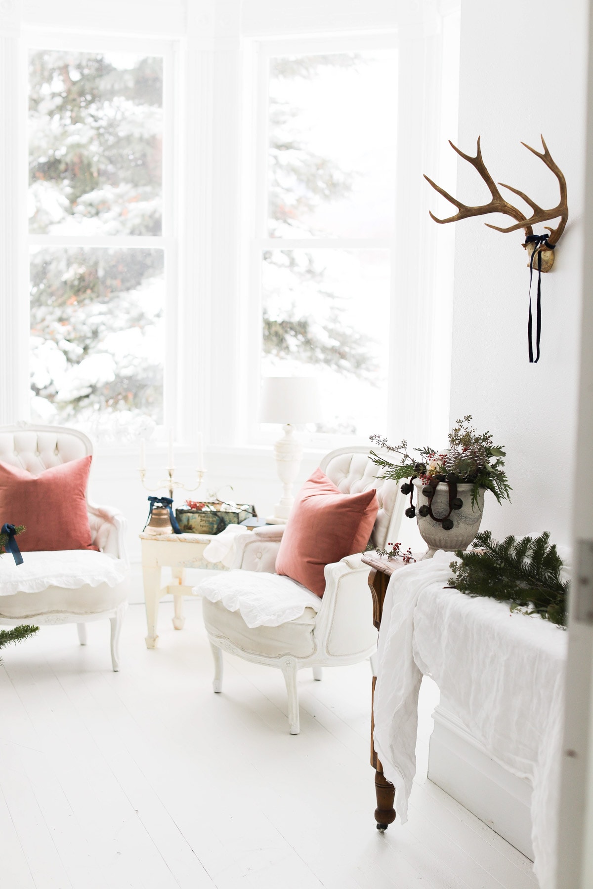 Victorian Farmhouse Christmas Home decor in the living room