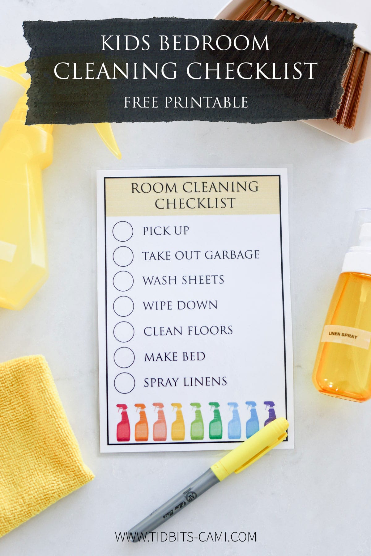 Kids Cleaning Caddy free printable room cleaning checklist