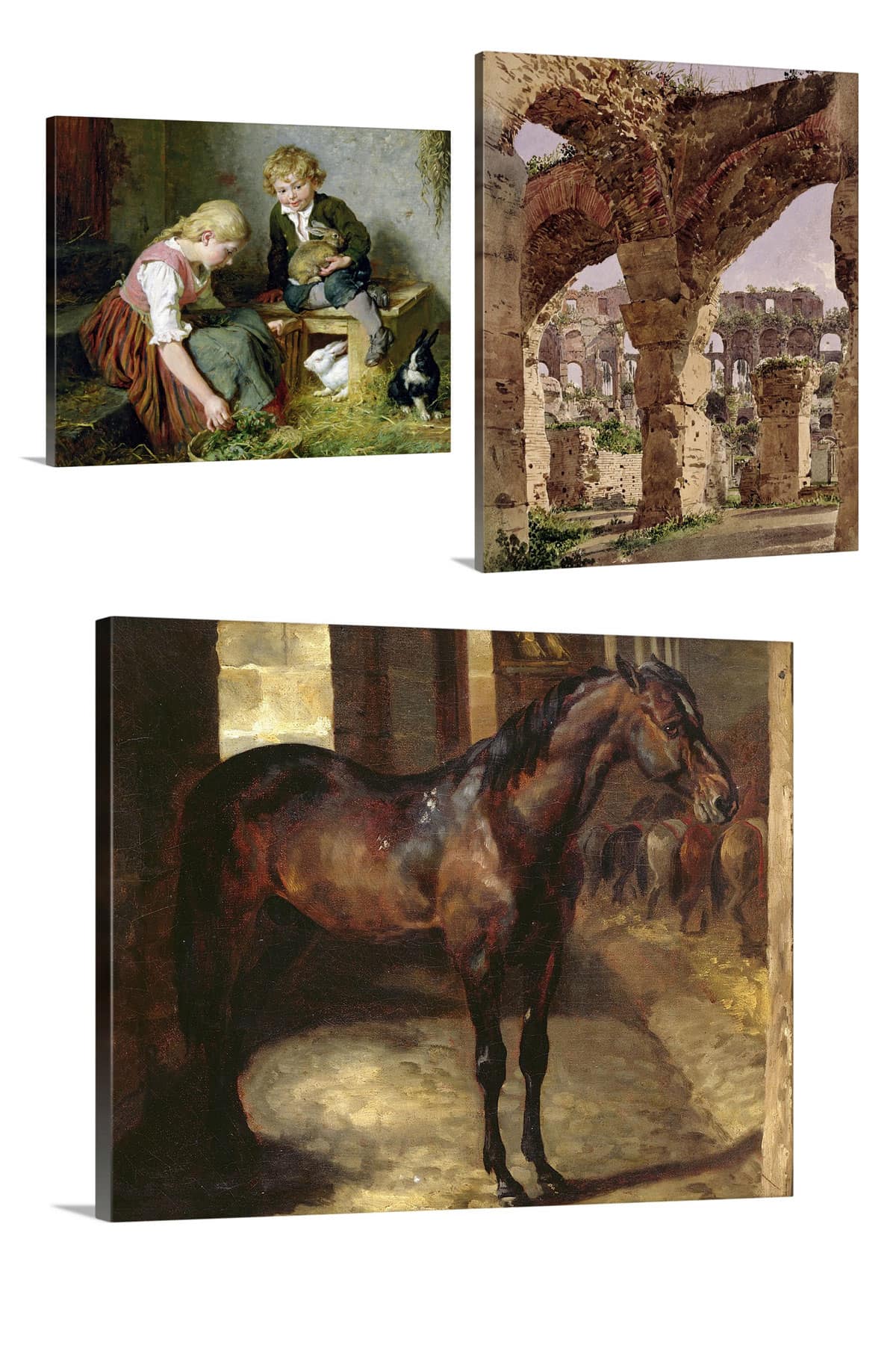 collage showing three different works of wall art