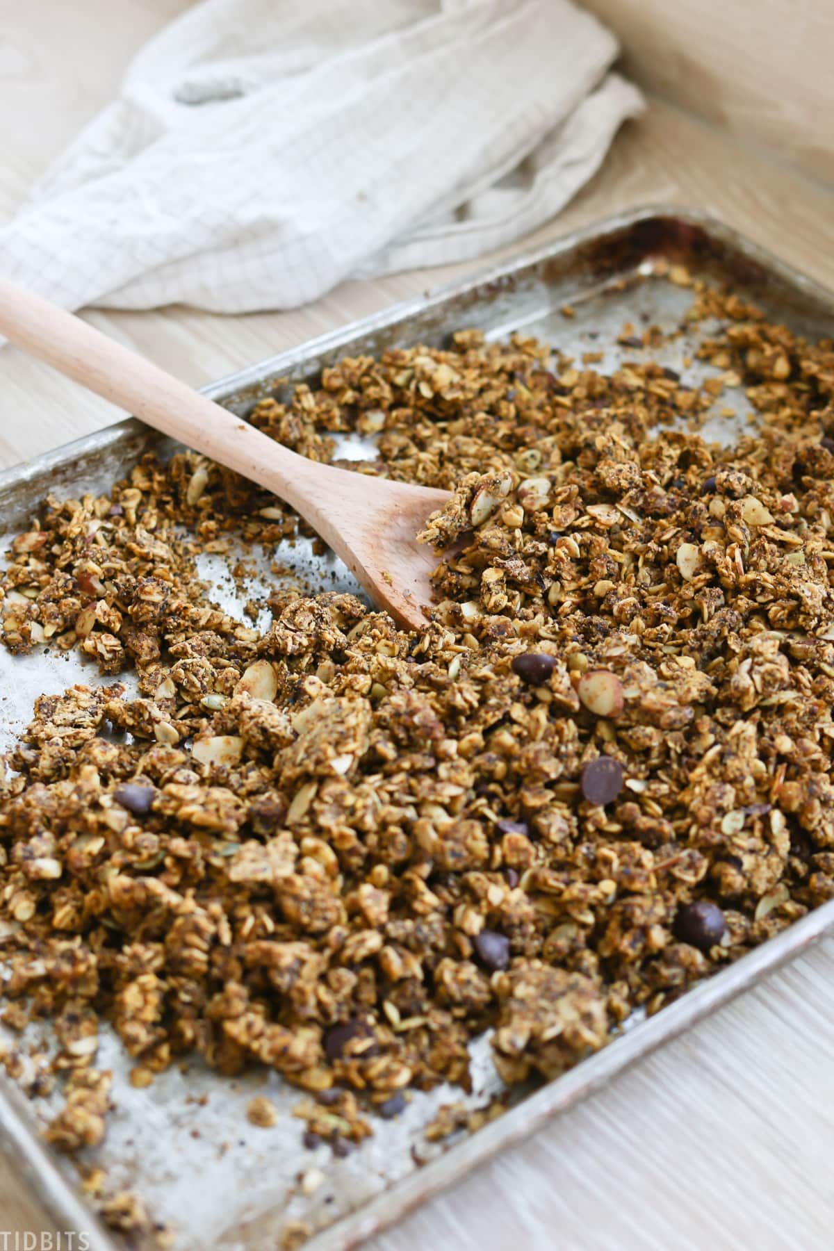 homemade granola on sheet pan