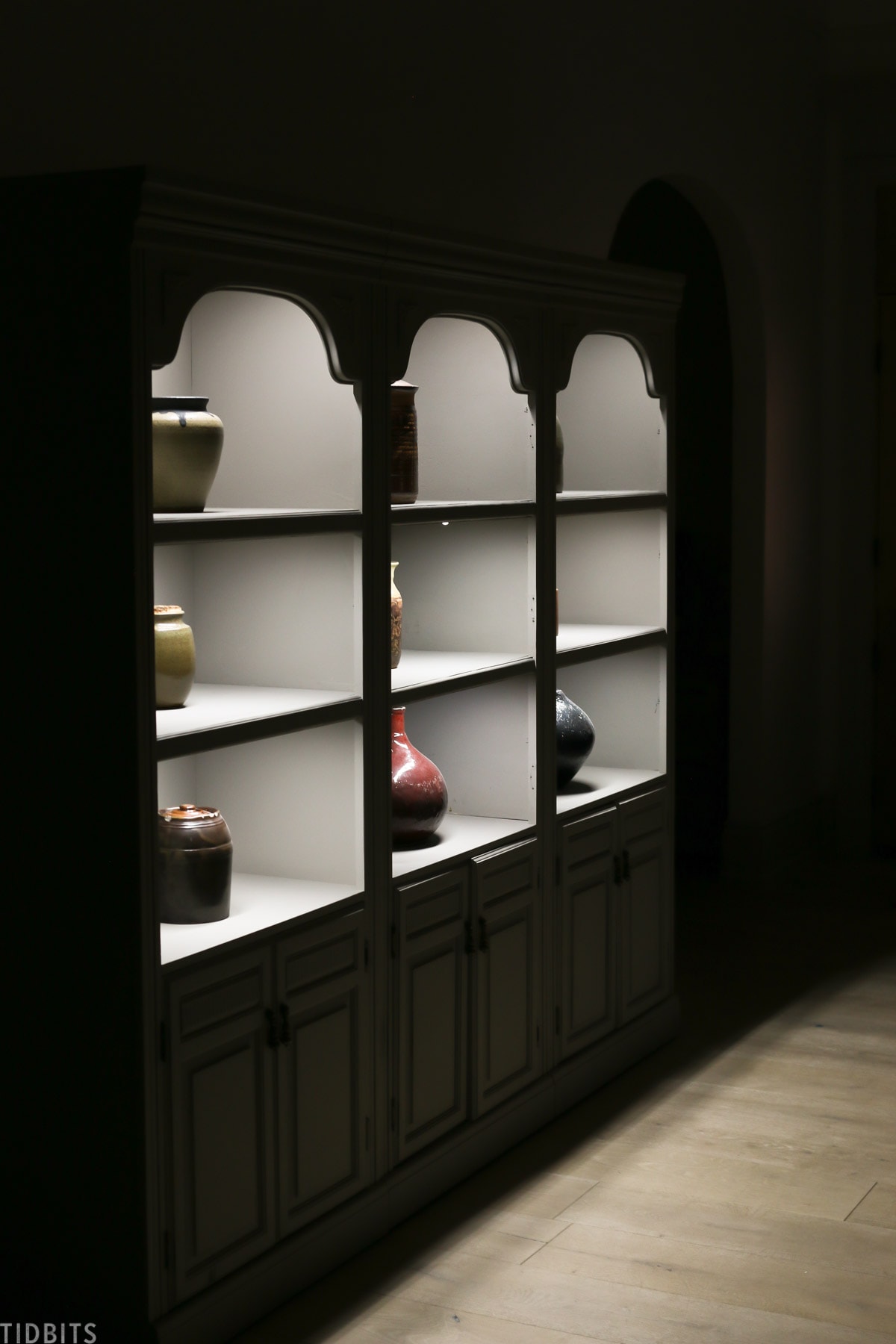 cabinet lighting in a dark room