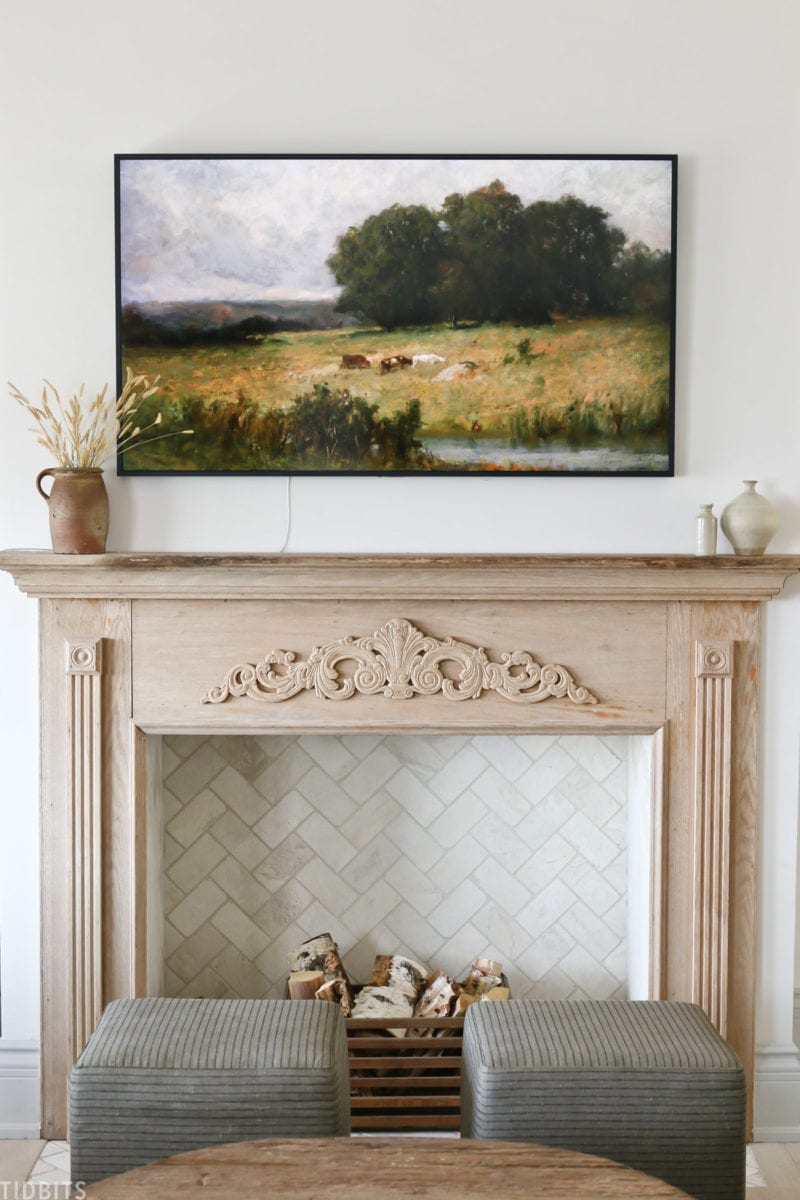 DIY Faux Fireplace Mantel with Samsung Frame TV