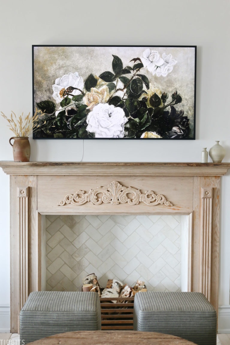 DIY Faux Fireplace Mantel with Samsung Frame TV