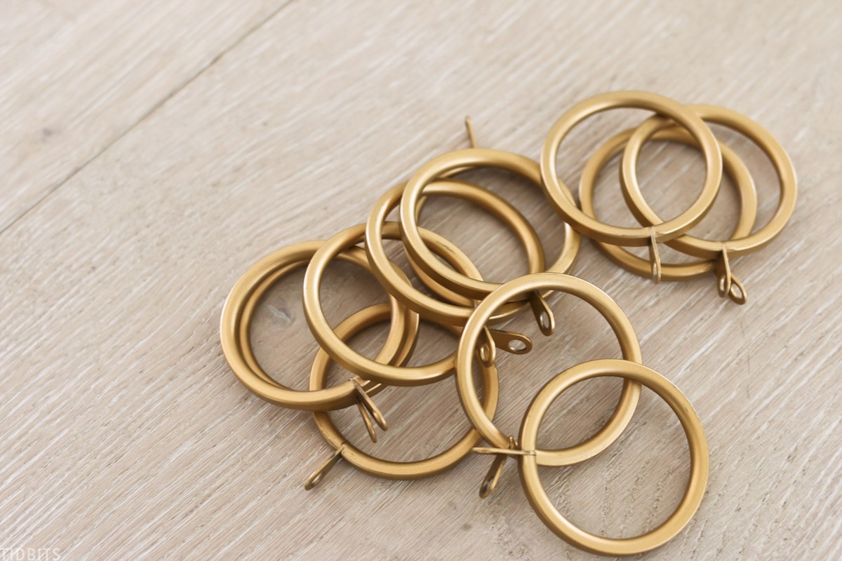group of curtain rod rings in gold color