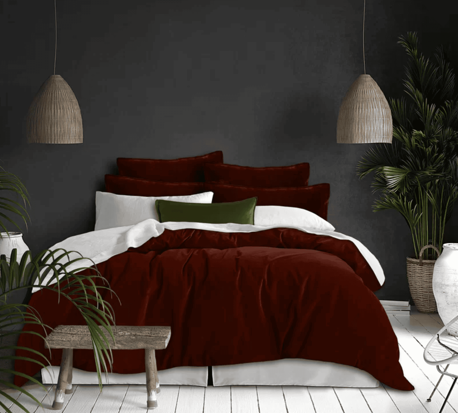 Inspiration for a red and black bedroom