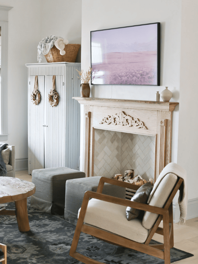 DIY Faux Fireplace Mantel with Samsung Frame TV Review Story