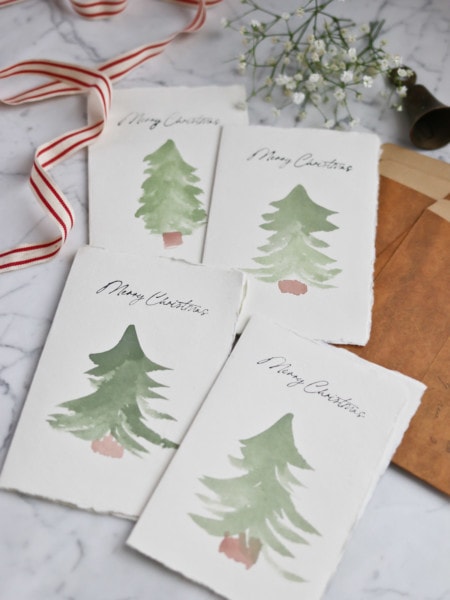 Super easy and beautiful DIY watercolor Christmas Cards