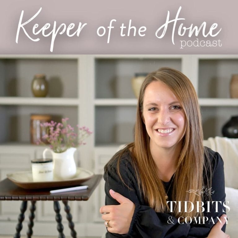 Cami, author of Tidbits and Company, smiling in Keeper of the Home Podcast cover.