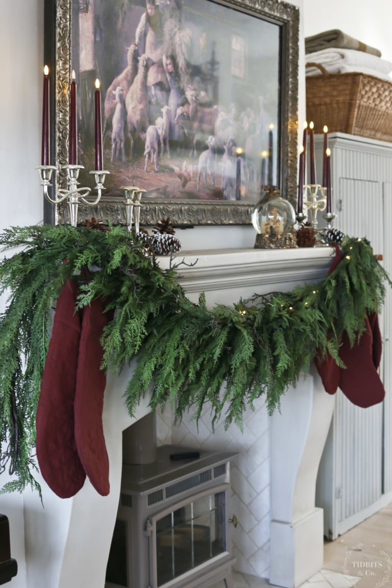 How to Hang Garland on a Mantel | Full Natural Look